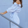 Blue Striped One Shoulder Dress