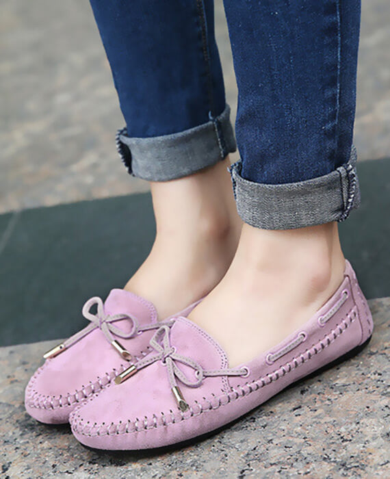 Casual Bowtie Loafers Sweet Candy Colors Slip-on Flats Shoes