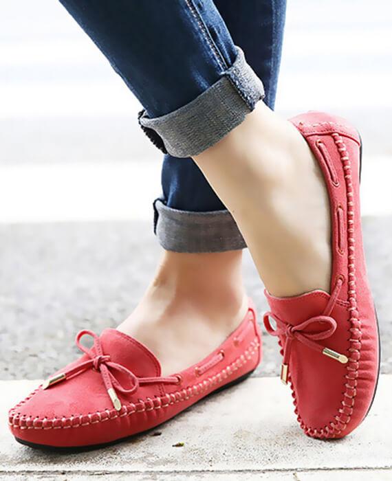 Casual Bowtie Loafers Sweet Candy Colors Slip-on Flats Shoes