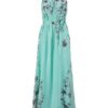 Halter Neck Floral Print Sleeveless Beach Maxi Long Dress