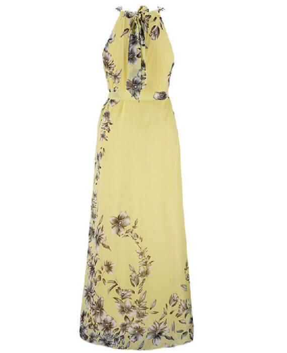Halter Neck Floral Print Sleeveless Beach Maxi Long Dress-4