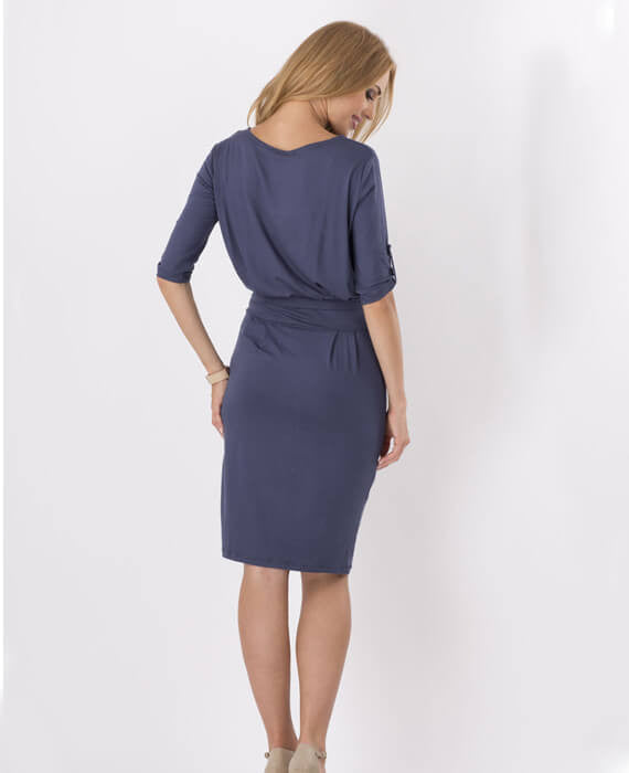 Office Round Neck Knee Length Vintage Dress