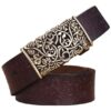 PU Leather Hllow Out Carved Buckle Belt Jeans Belts