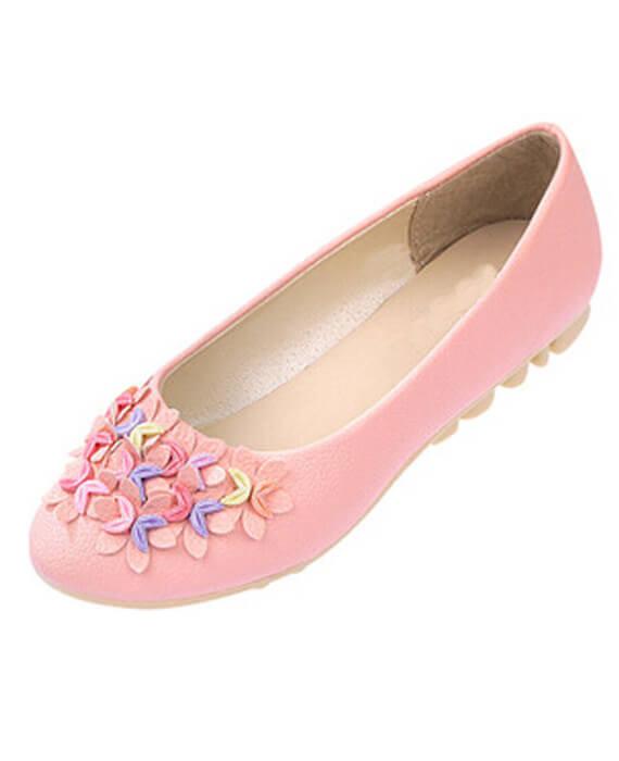 Slip-on Crescent Flower Soft PU Leather Flats