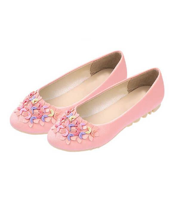 Slip-on Crescent Flower Soft PU Leather Flats