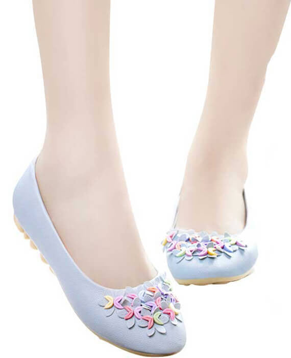 Slip-on Crescent Flower Soft PU Leather Flats