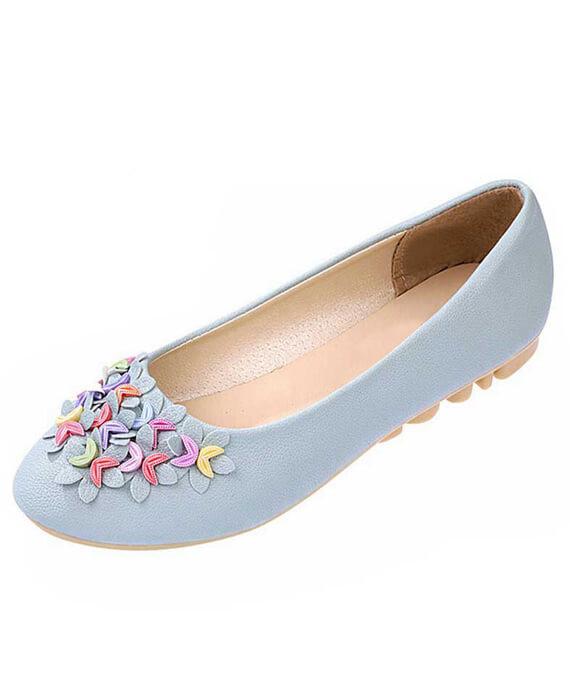 Slip-on Crescent Flower Soft PU Leather Flats