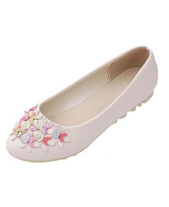 Slip-on Crescent Flower Soft PU Leather Flats