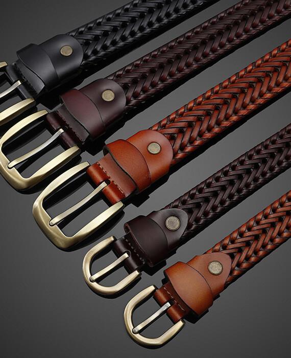Strap Jeans Pin Buckle Vintage Weaving Leather Belts