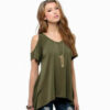 V-Neck Off Shoulder Casual Basic Short Sleeve Tees Tops