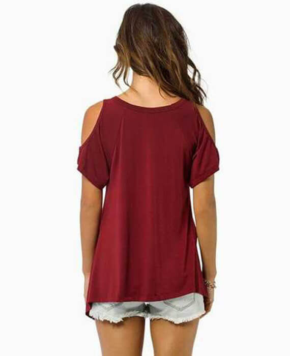 V-Neck Off Shoulder Casual Basic Short Sleeve Tees Tops