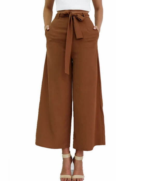 High Waisted Wide Leg Pants Cropped Trouser