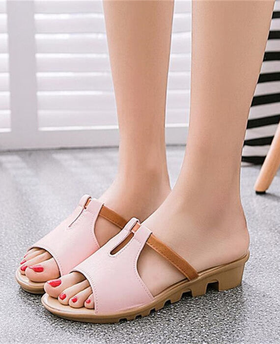 Cut Out Solid Beach Slides Slippers