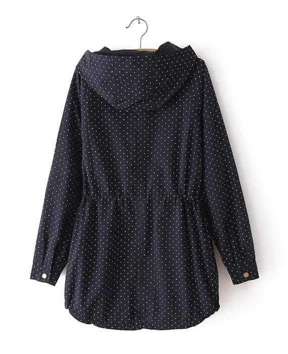 Cute Polka Dots Hooded Trench Coat-3