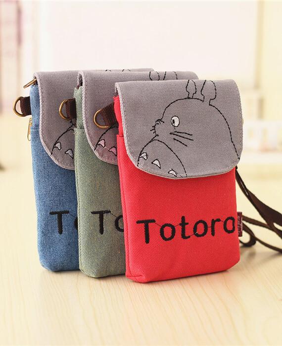 Mini Canvas Embroidered Cross Body Totoro Bag