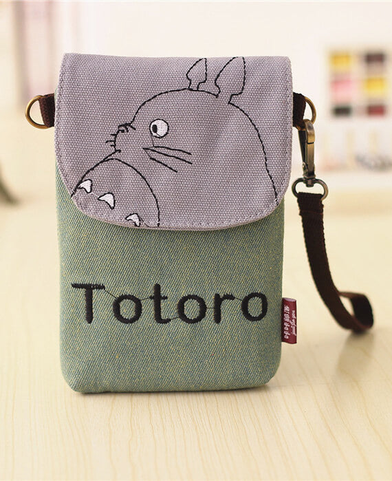 Mini Canvas Embroidered Cross Body Totoro Bag