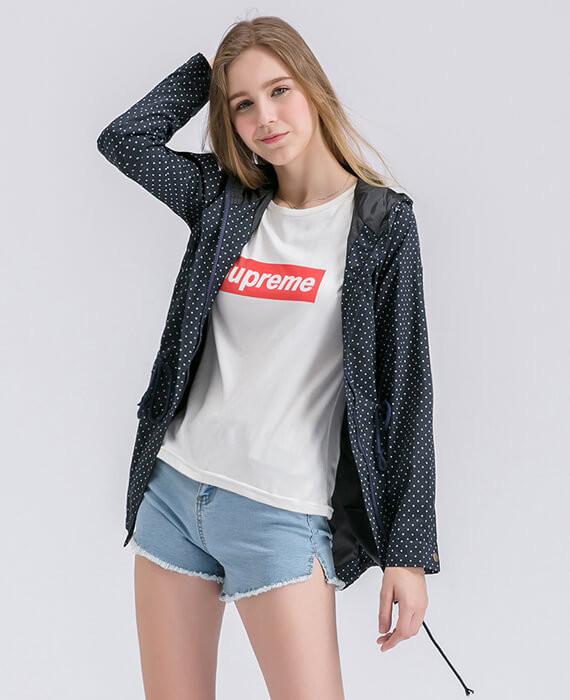 Cute Polka Dots Hooded Trench Coat-5