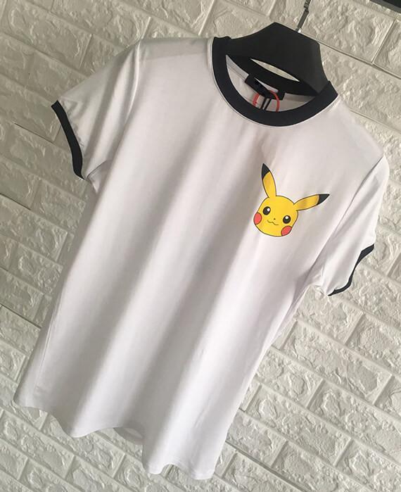 Summer Pikachu Pattern Elastic Cotton Slim T-shirt