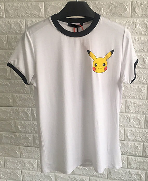 Summer Pikachu Pattern Elastic Cotton Slim T-shirt