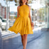 Casual Sleeveless Yellow Short Mini Dress