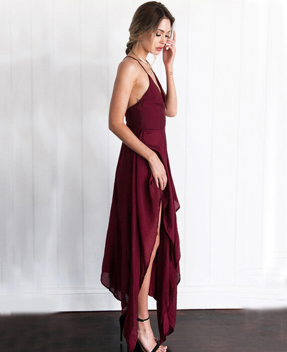 Spaghetti Strap Cold Shoulder Dress-2