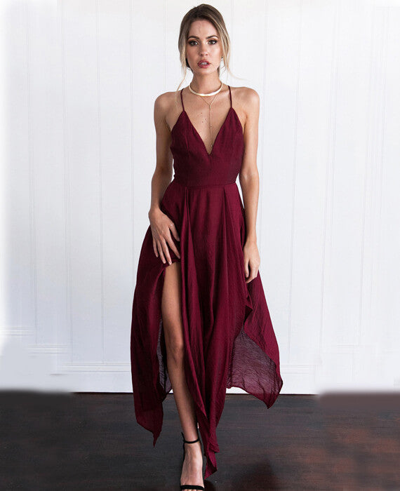 Spaghetti Strap Cold  Maxi Shoulder Dress