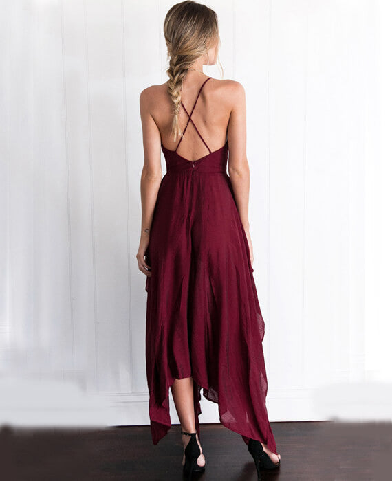 Spaghetti Strap Cold Shoulder Dress-3