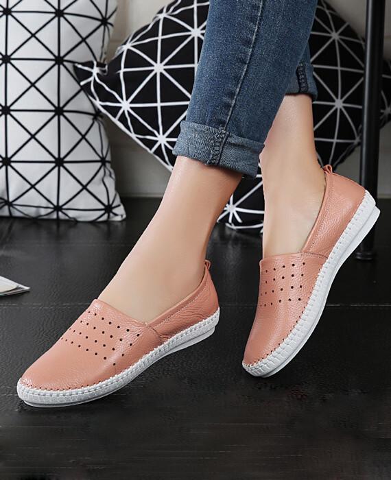 Cut Out Slip on PU Spring/Summer Flats Loafers