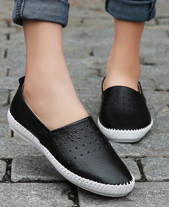 Cut Out Slip on PU Spring/Summer Flats Loafers