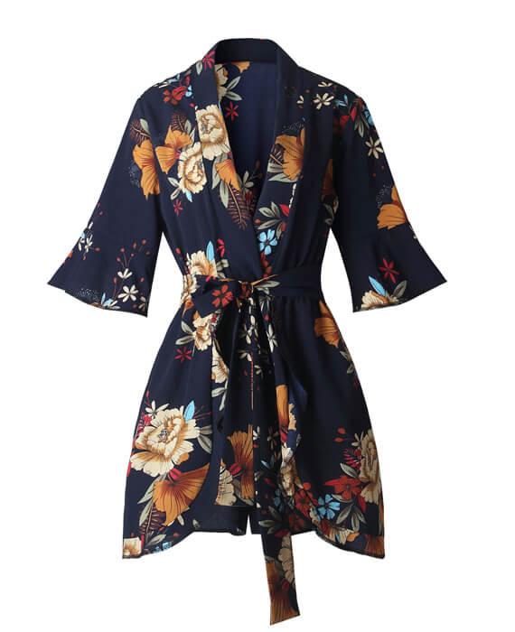 Floral Print V-Neck Ruffles Jumpsuit Loose Rompers