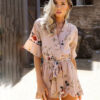 Floral Print V-Neck Ruffles Jumpsuit Loose Rompers