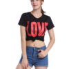 LOVE Letter Print V-Neck Slim Sexy Tops T-shirt