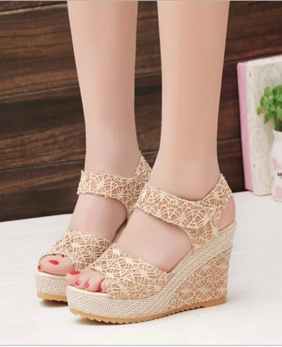 Open Toe Fish Head High Heels Wedge Sandals