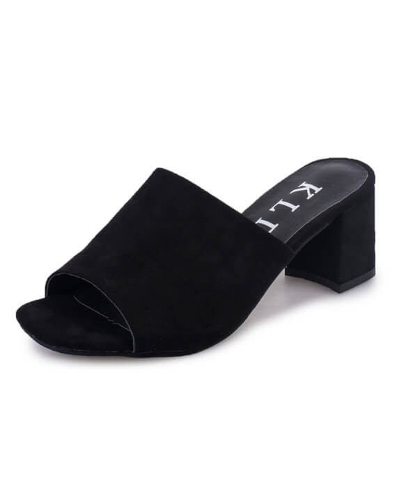 Peep Toe Chunky Suede Sandals Slippers