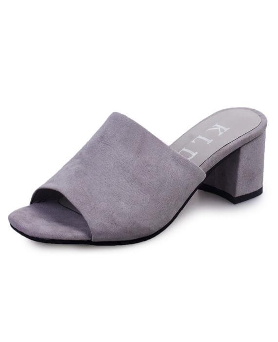 Peep Toe Chunky Suede Sandals Slippers
