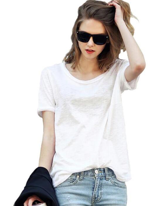 Plain Cotton Simple Solid Color Tees T-Shirt