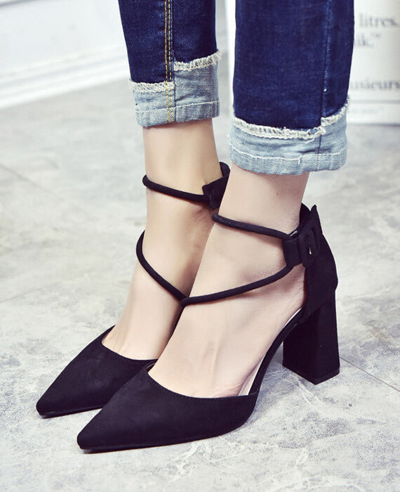 Pointed Stilettos Cross Strap High-heel Shoes