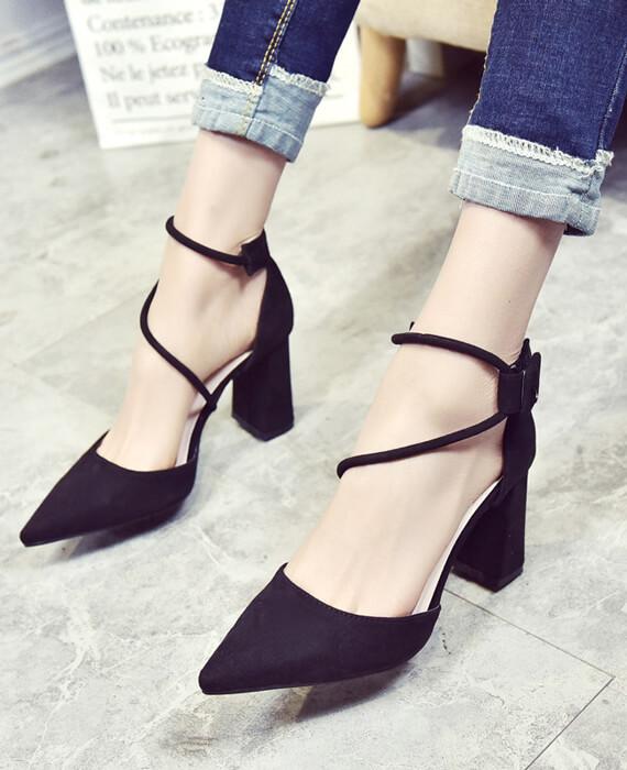 Pointed Stilettos Cross Strap High-heel Shoes