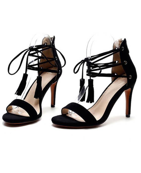 Pumps Open Toe Lace Up Heels Sandals