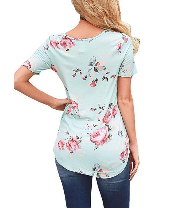 Punk flower Print Cross Bandage T-Shirt
