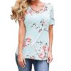 Punk flower Print Cross Bandage T-Shirt