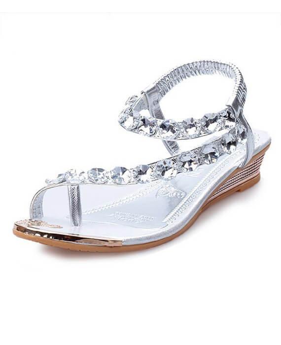 Sweet Bohemia Rhinestone Wedges Sandals