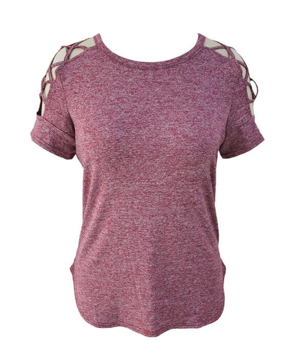 O-Neck Short Sleeve Hollow Out T-shirt