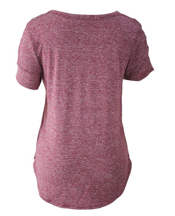 O-Neck Short Sleeve Hollow Out T-shirt