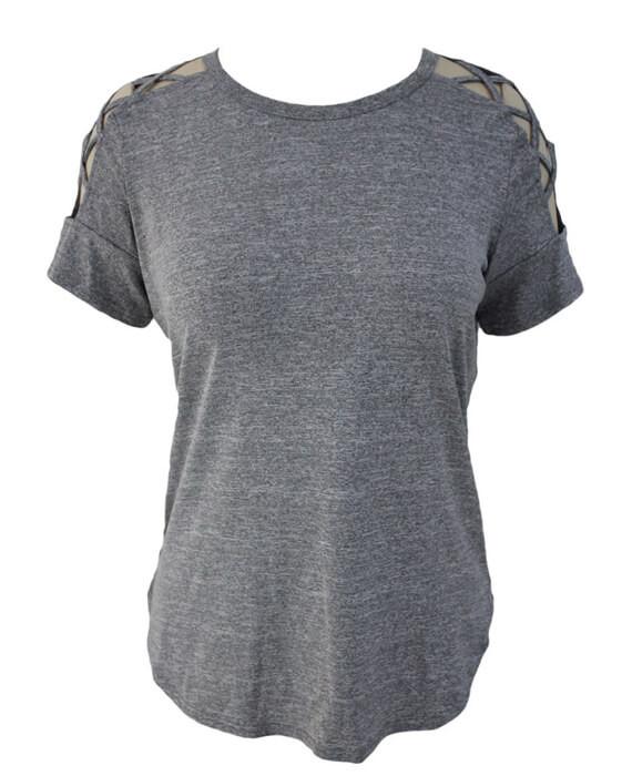 O-Neck Short Sleeve Hollow Out T-shirt