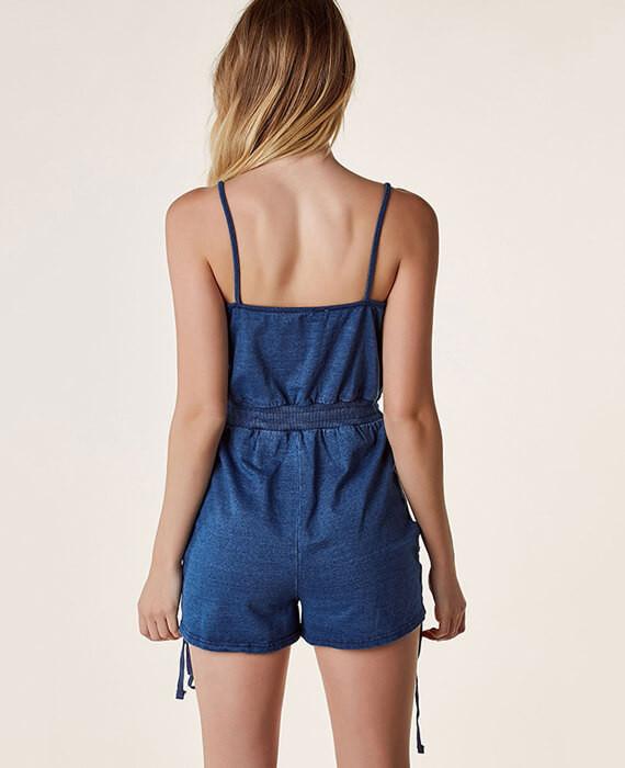 Sexy Lace Up Sling Denim Short Jumpsuits