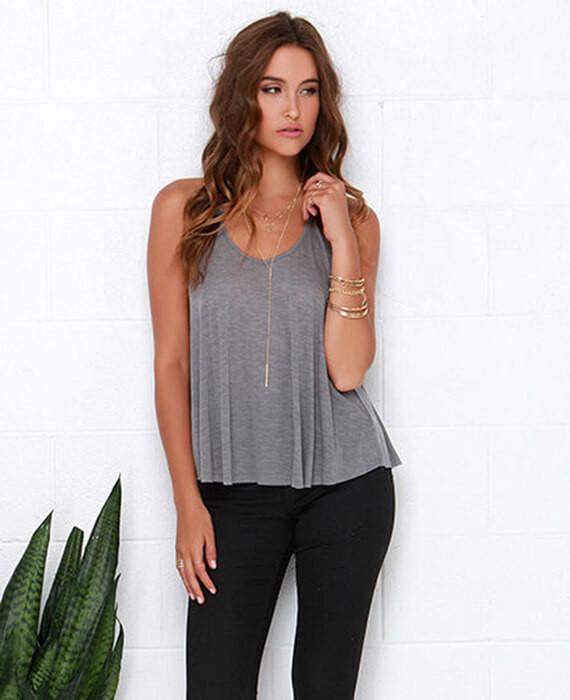 Solid Color Back Bandage T-shirt Tank