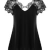 Sexy Lace Backless T-shirt Casual Loose Tee Blouse