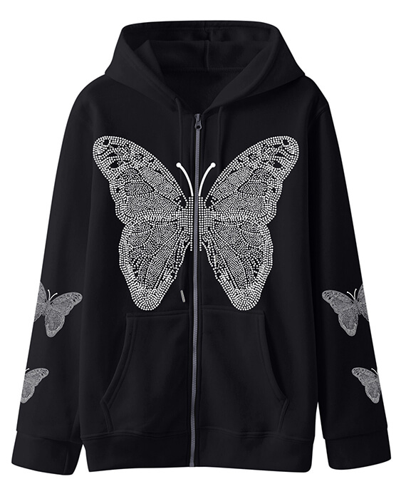 Zip up sales butterfly hoodie