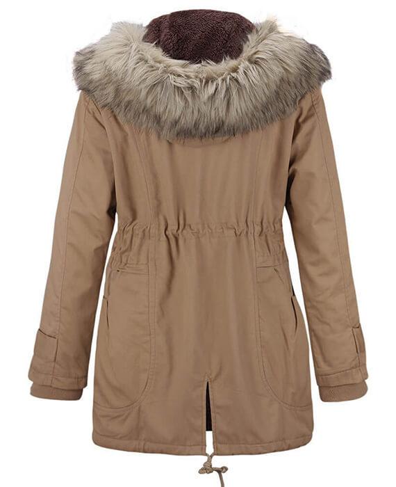 Womens Parka Coats with Fur Hood-5